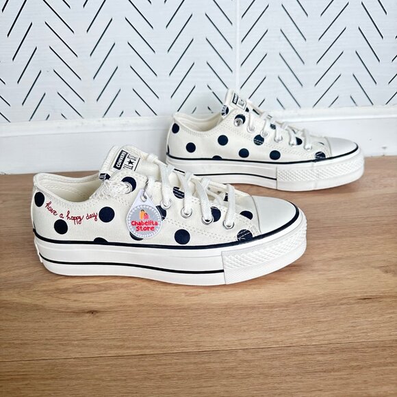 ✨Converse Chuck Taylor Lift Platform Polka Dots 11 Womens Shoes Sneakers A10689C - Picture 2 of 11